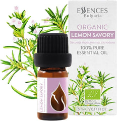 Essences Bulgaria Organic Lemon Savory Essential Oil 0.17 Fl Oz | 5ml | Satureja Montana Citriodora | for Immune System, Vitality, Health | Sensitive & Dry Skin | Aromatherapy | Therapeutic Grade