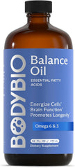 BodyBio Balance Oil - Vegan Omega 3 6 Supplement – Cold-Pressed Safflower & Flaxseed Oil – Supports Brain Function, Healthy Skin, and Mood