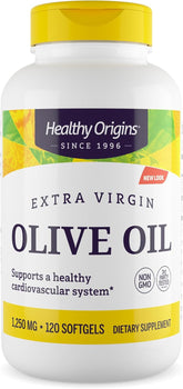 Healthy Origins Extra Virgin Olive Oil 1,250 mg (Made with Organic Extra Virgin Olive Oil, Non-GMO, Gluten Free, Cardiovascular Support), 120 Softgels