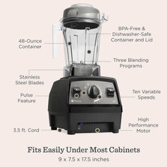 Vitamix Propel Series 510 Blender with Three Blending Programs, Professional-Grade Blender for Smoothies and More, Stainless-Steel Blades, Self-Cleaning Kitchen Appliance, 48 Oz Container, Red