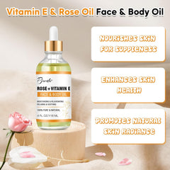 Pjordo Face & Body Vitamin E Bio Oil, Gua Sha Facial Tools Set 4 oz, Massage Oil for Moisturizing and Hydrating, Spa Gifts for Him Her