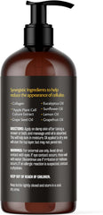 Anti Cellulite Massage Oil and Silicone Body Brush – Collagen and Stem Cell Skin Tightening Formula for Smoothing and Firming, 8 fl oz by M3