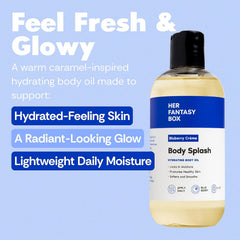 Her Fantasy Box | Body Splash Blueberry Crème Fragrance Oil – Fruity Creamy Berry Scent with Vanilla Sugar & Citrus Notes, Lightweight Hydrating Body Oil, Vegan & Cruelty Free
