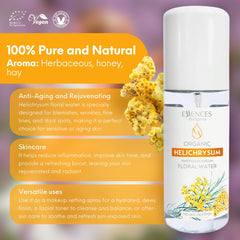 Essences Bulgaria Organic Helichrysum Floral Water 4.7 Fl Oz | 140ml | For Blemishes, Wrinkles, Fine lines and Dark Spots | Anti-Aging Mist | Skin Regenerating Toner | Alcohol-Free | Cruelty-Free