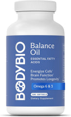 BodyBio Balance Oil - Vegan Omega 3 6 Supplement – Cold-Pressed Safflower & Flaxseed Oil – Supports Brain Function, Healthy Skin, and Mood