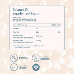 BodyBio Balance Oil - Vegan Omega 3 6 Supplement – Cold-Pressed Safflower & Flaxseed Oil – Supports Brain Function, Healthy Skin, and Mood