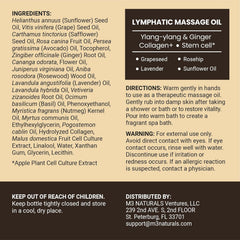 Lymphatic Massage Oil & Roller Kit for Massage Therapy - Ylang Ylang & Ginger Lymphatic Drainage Oil & Massager for Circulation & Detox Support, Non-Greasy Formula & Easy to Use Roller (8 Fl Oz) by M3