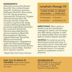 Lymphatic Massage Oil for Massage Therapy - Lymphatic Drainage Oil for Body Care Circulation & Detox Support with Ylang Ylang, Ginger, Lavender, Grapeseed, Vitamin E & Stem Cell (8 Fl Oz) by M3